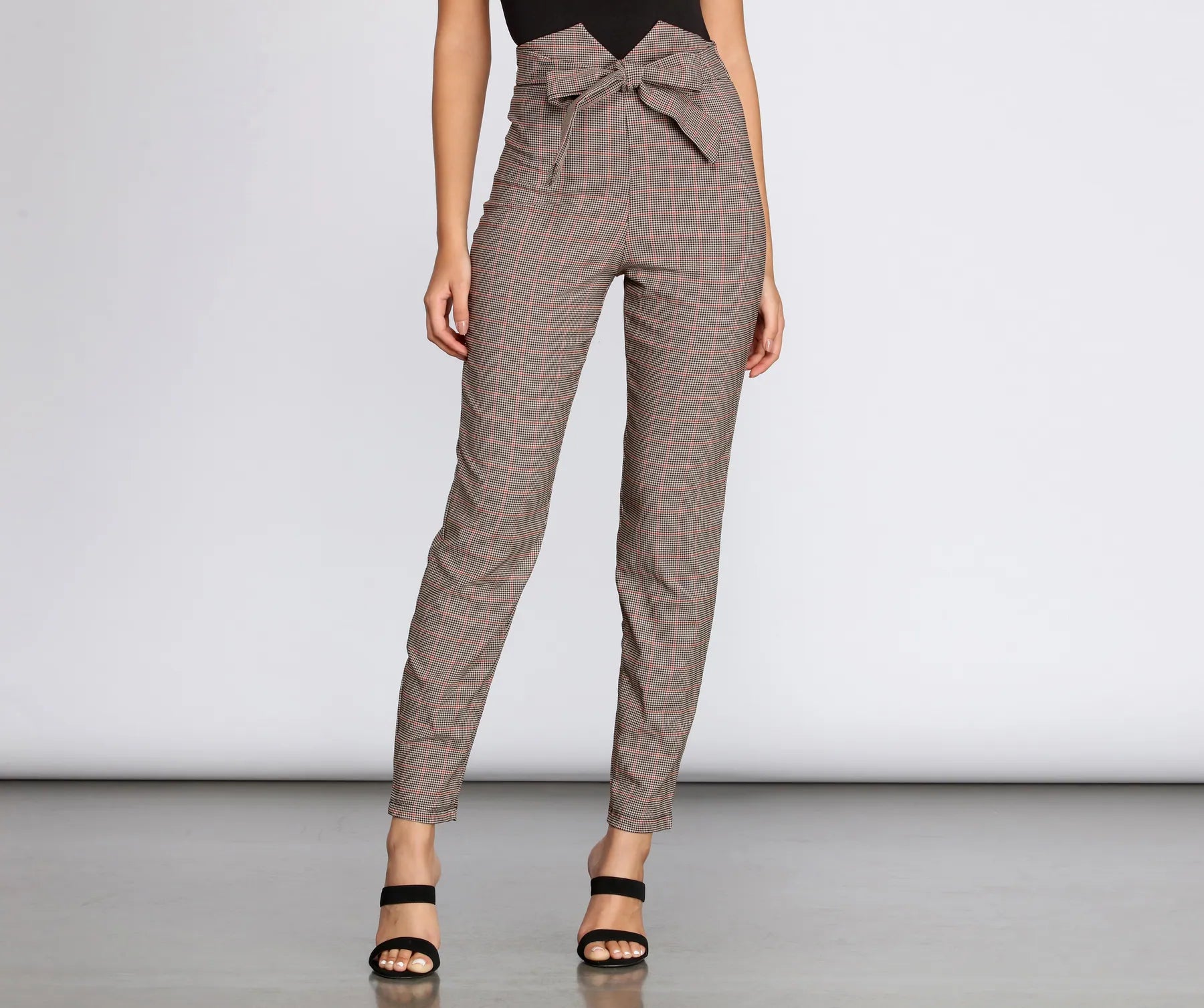 Sale Event High Waist Checkered Skinny Pants