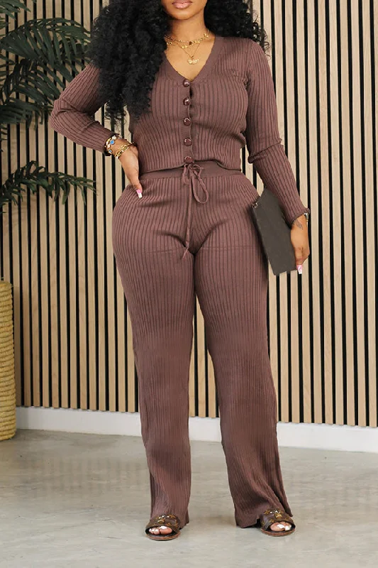 Closeout Casual V-Neck Top & Drawstring Pants Set