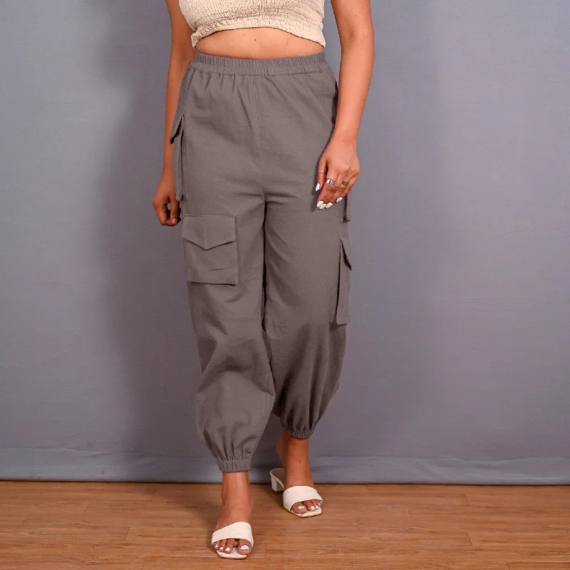 Big Discounts Grey Warm Cotton Flannel Elasticated Cargo Jogger Pant