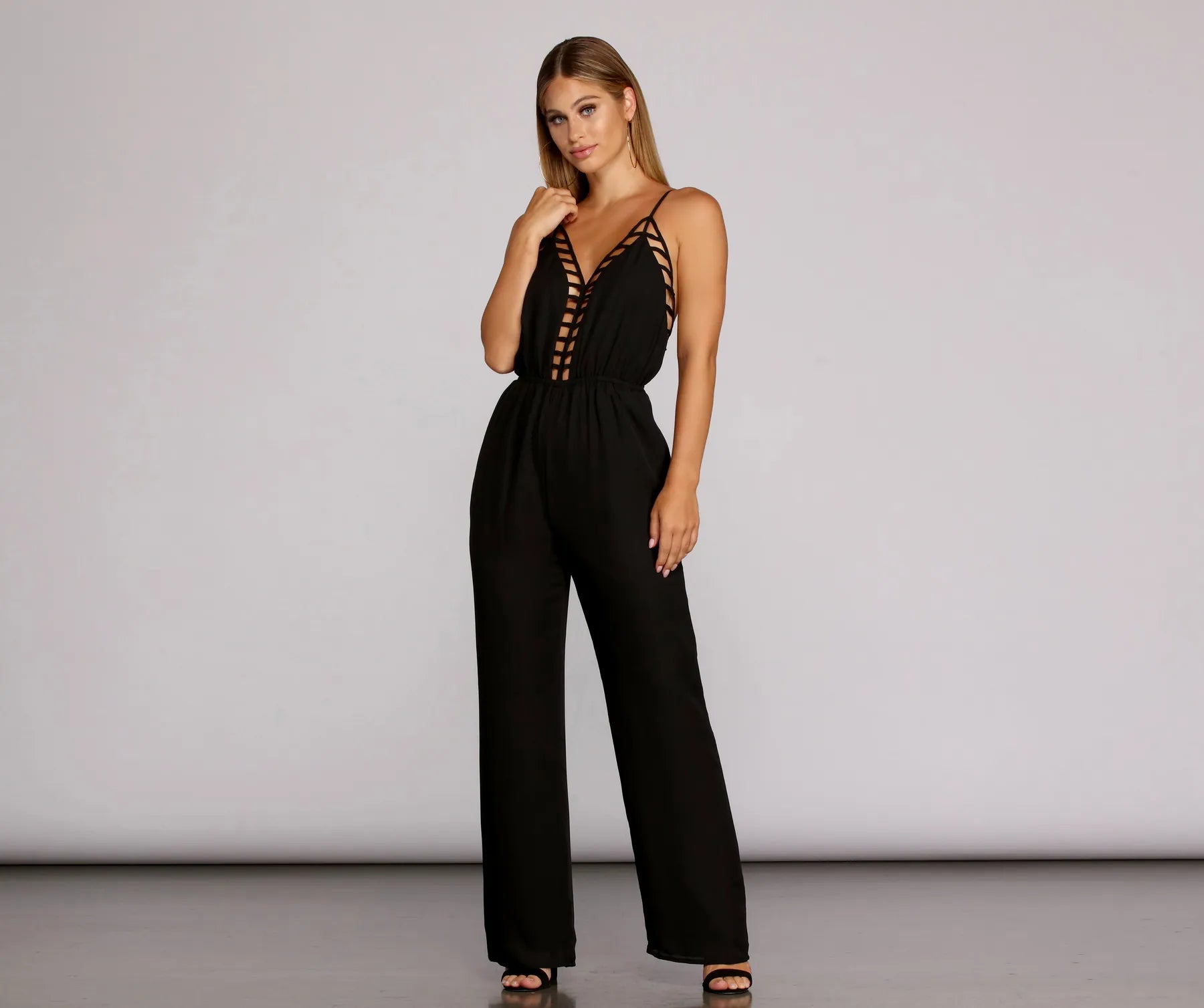 Price Drop Sleek Open Back Caged Jumpsuit