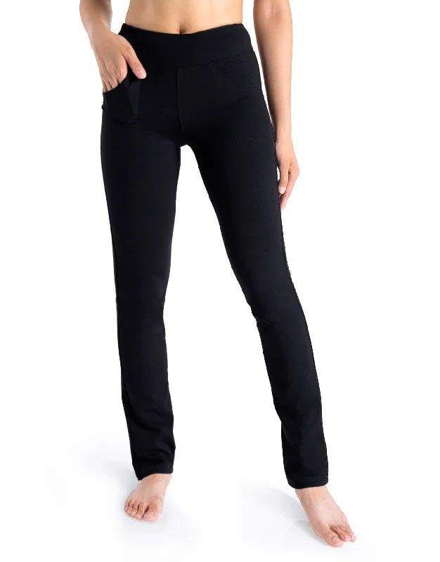 Weekend Bargains Just for You Straight Leg Yoga Pants, 5 Pockets (Black)
