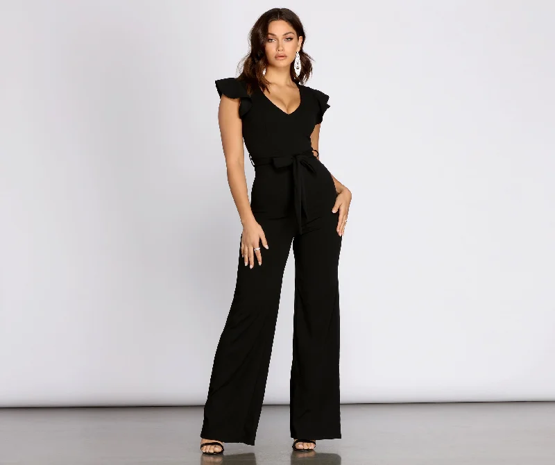 Extra Discounts Flutter Me Up Tie Waist Jumpsuit