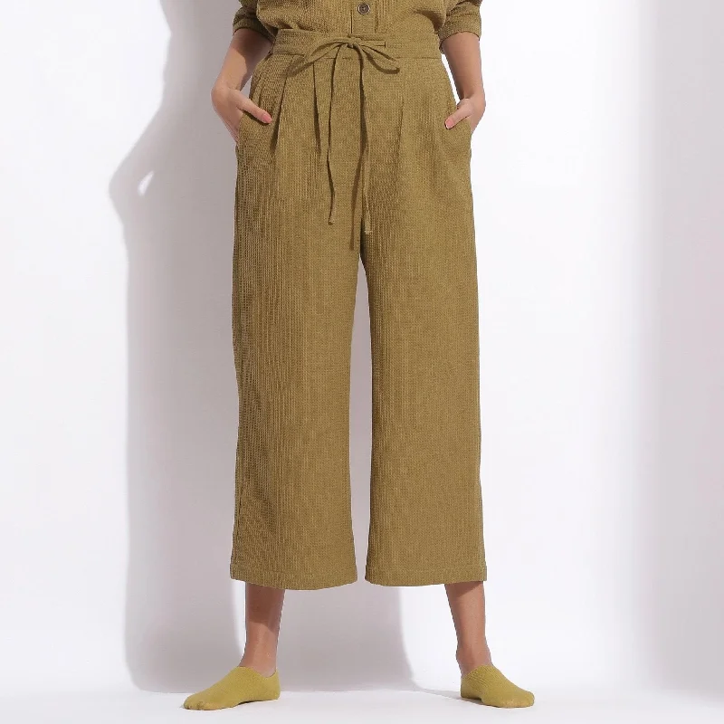 The Best Deal Olive Green Warm Cotton Waffle Relaxed Culottes