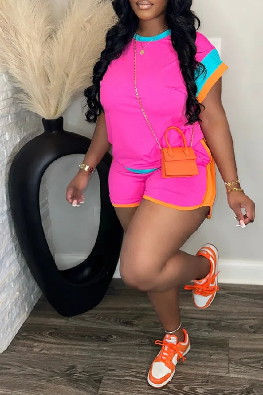 Steal Deal Summer Color Block T-shirt & Shorts Set