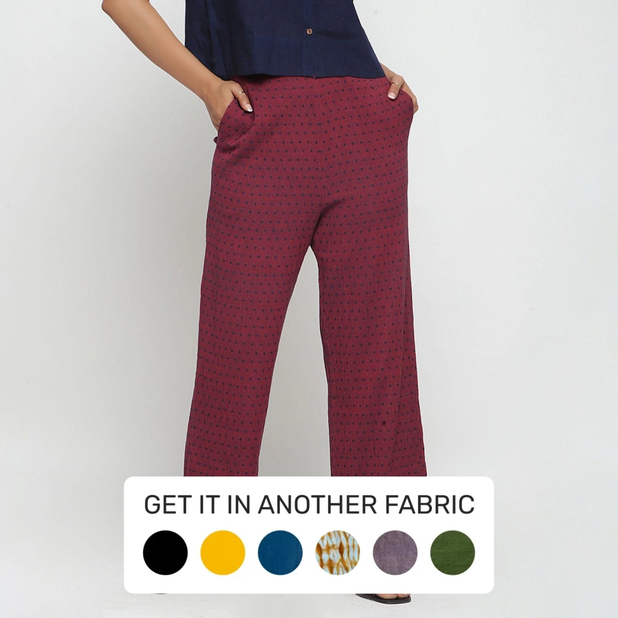 Don’t Miss Out Red Polka Dot Block Print Mid-Rise Cotton Pant