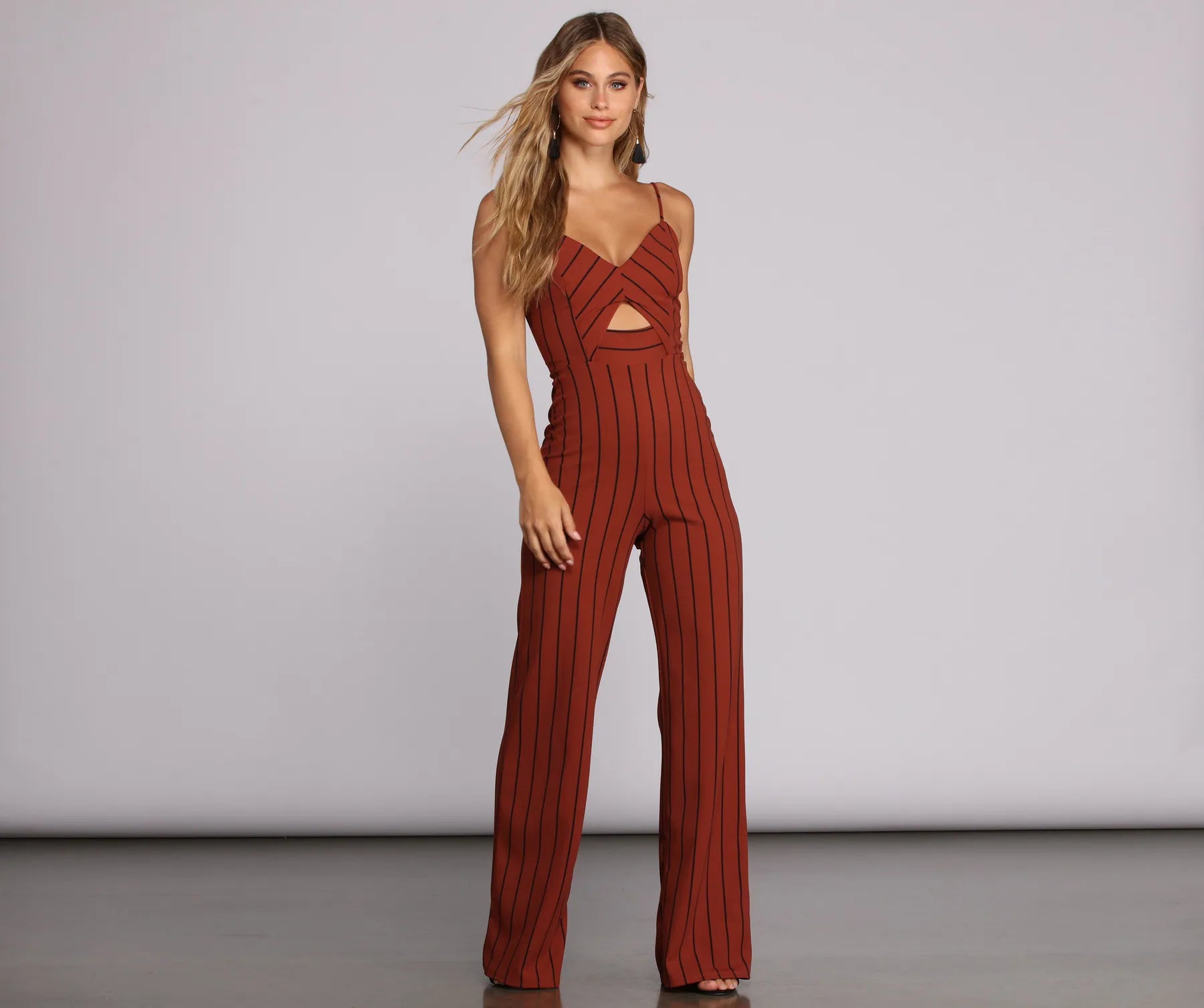 Price Fest Zero In Keyhole Striped Jumpsuit
