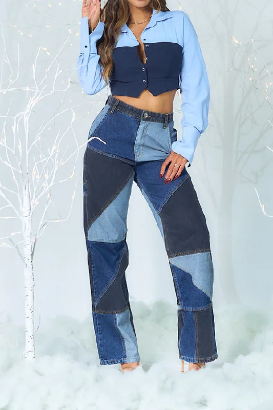 Weekend Deals to Make You Smile Stylish High Waist Patchwork Pants