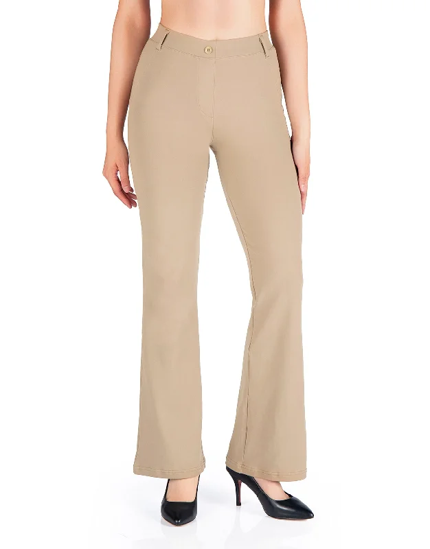 Limited Time Flare Yoga Dress Pants, Back Pockets (Khaki)