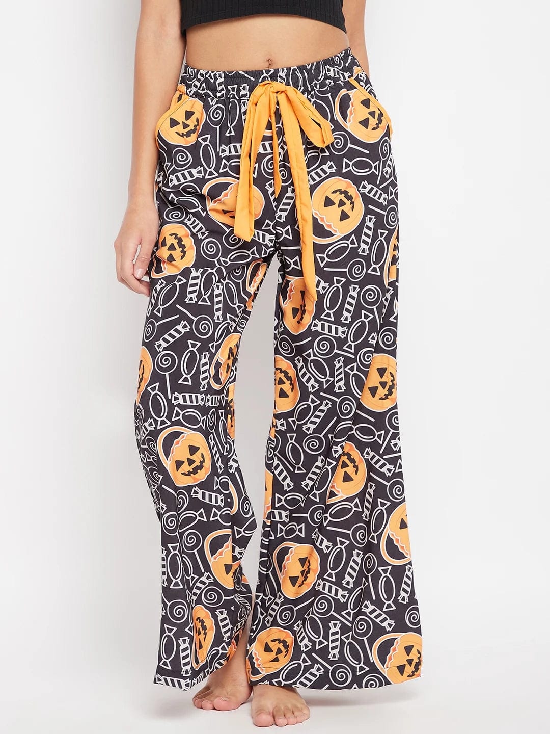 Don't Wait Black Halloween Printed Loungepants
