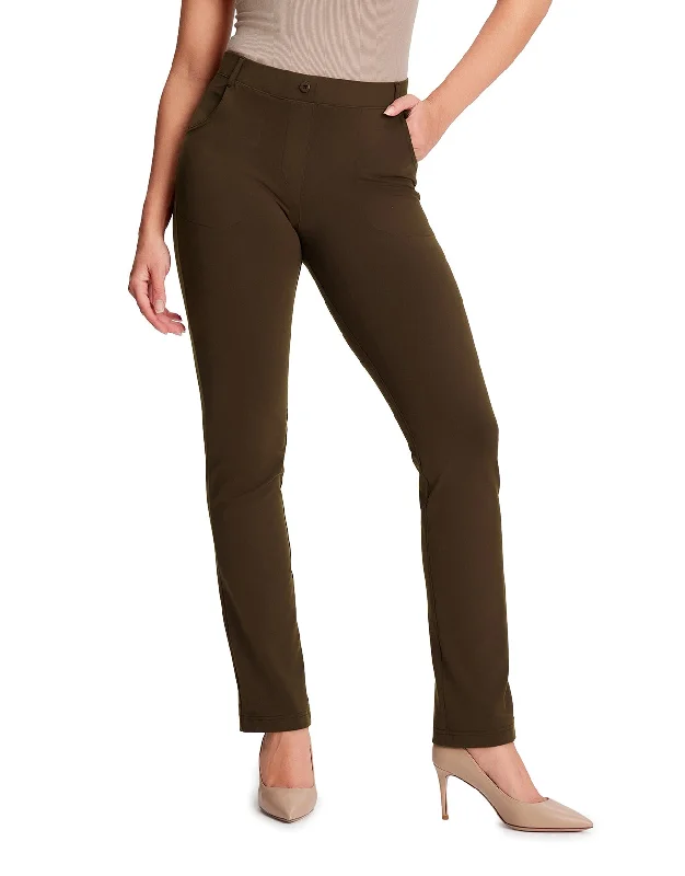 New Deal Straight Leg Yoga Dress Pants, 4 Pockets (Espresso)