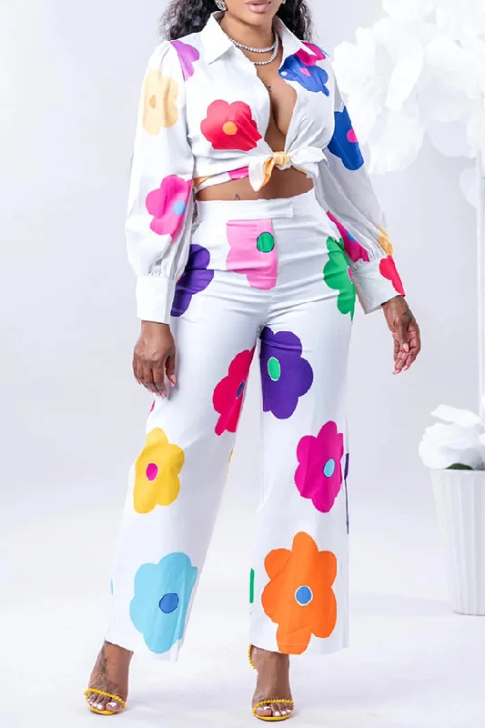 Weekend Deals to Make You Happy Floral Print Shirt & Pants Set