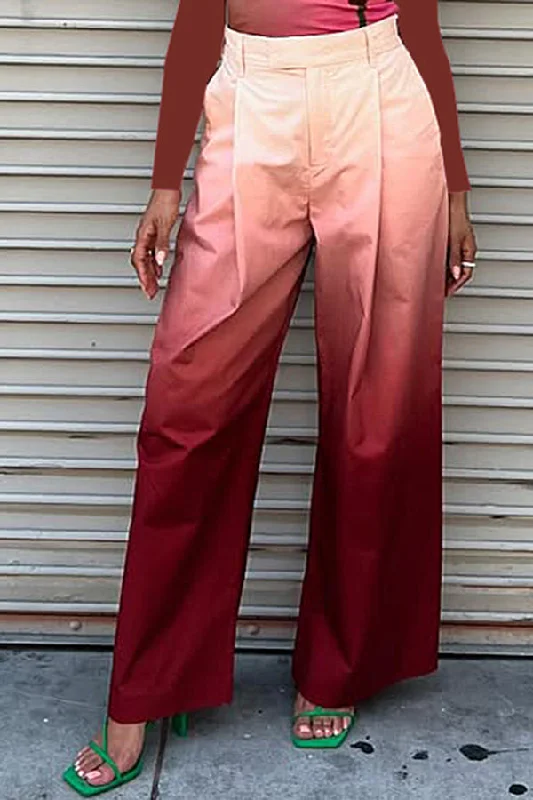 Savings Soar This Weekend Fashion Statement Gradient Stiff High-Waist Pants