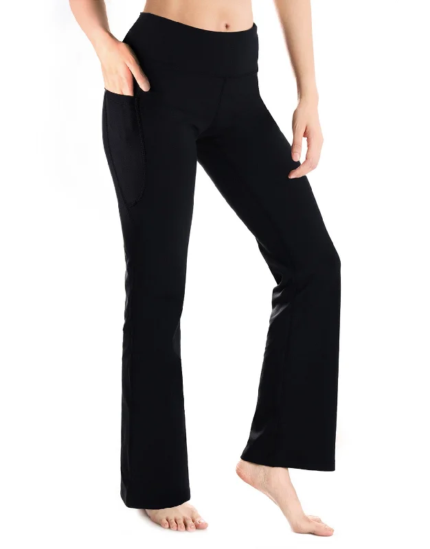 Limited Edition Essential Bootcut Yoga Pants, Side Pockets (Black)