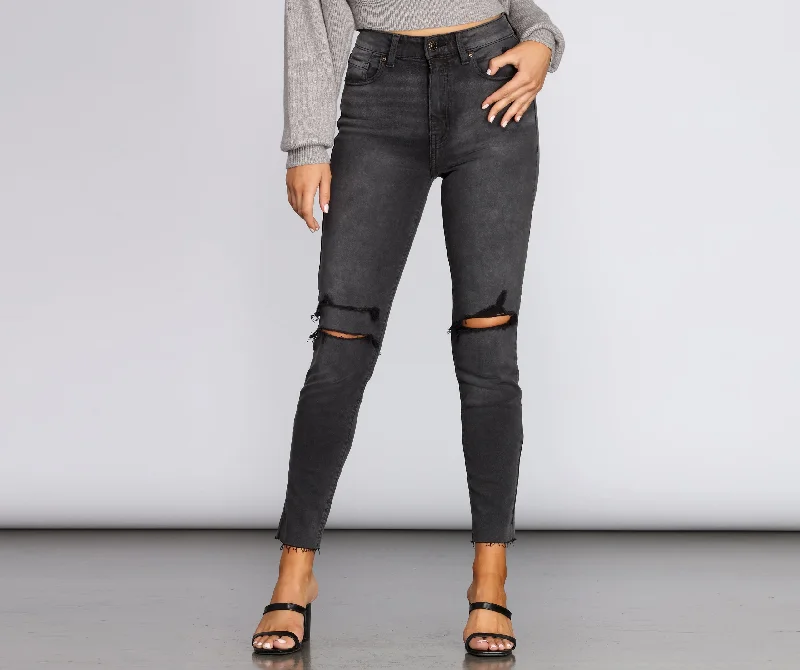 Savings Event Tobi Super High Rise Distressed Jeans