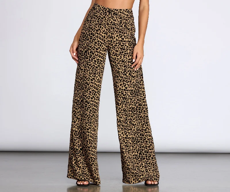 Weekend Offers That Thrill Leopard Print Wide Leg Dress Pants