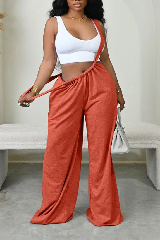 Hurry In Chic Drawstring Belted Straight Leg Pants