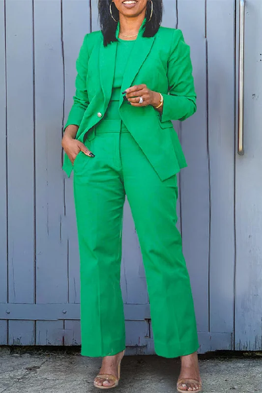 Crazy Savings Classic Peak Collar Blazer & Pants Set