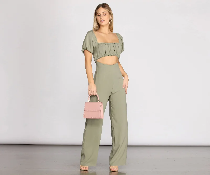 Big Deal Puff Sleeve Cut Out Jumpsuit