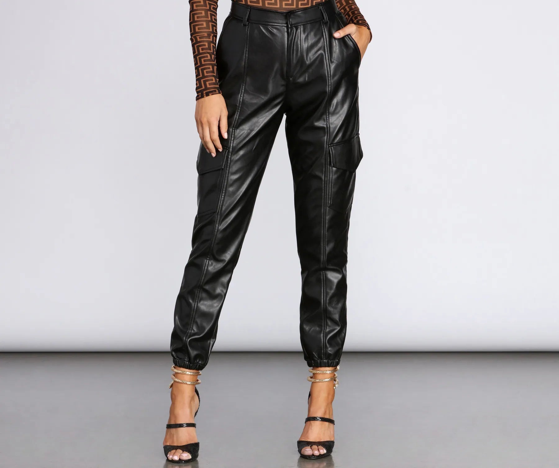 Unmissable Sale Faux Leather Cargo Joggers