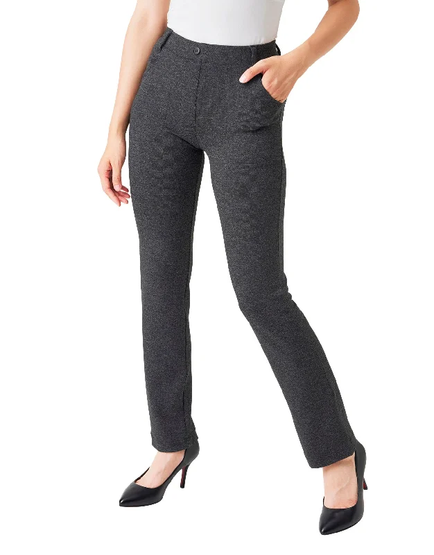 Overstock Clearance Straight Leg Yoga Dress Pants, 4 Pockets (Heather Gray)