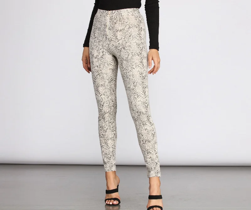 Weekend Offers That Dazzle Faux Suede Snake Print Pants