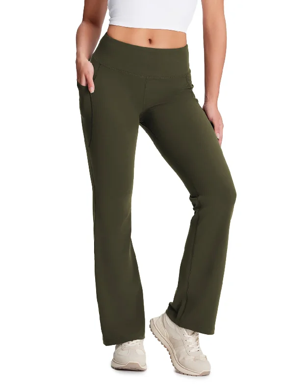 Online Exclusive Essential Bootcut Yoga Pants, Side Pockets (Dark Olive)