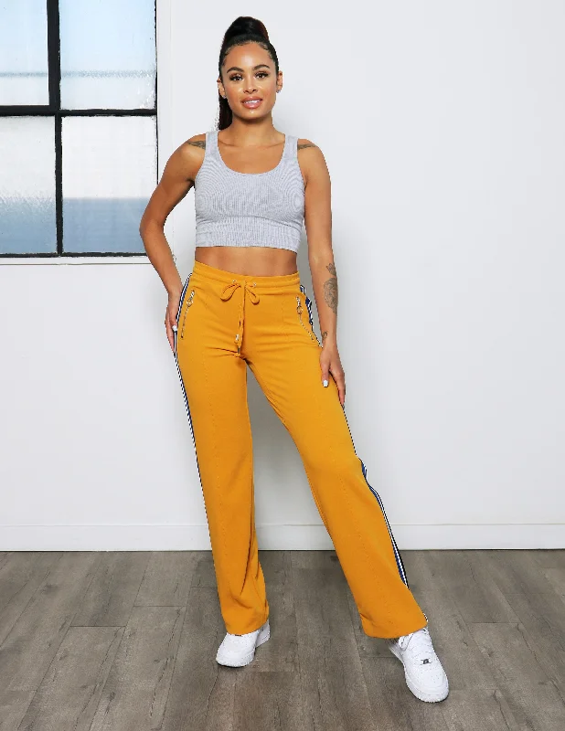 Major Savings Get Going Knit Crepe Athletic Side Stripe Wide Leg Pant