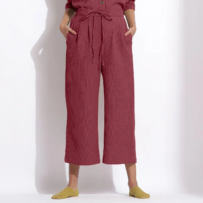 Weekend Deals That Please Barn Red Warm Cotton Waffle Calf Length Culottes