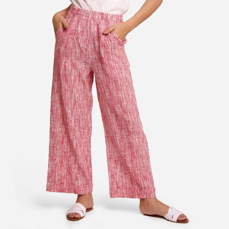 Price Cut Red Crinkled 100% Cotton High-Rise Baggy Pant