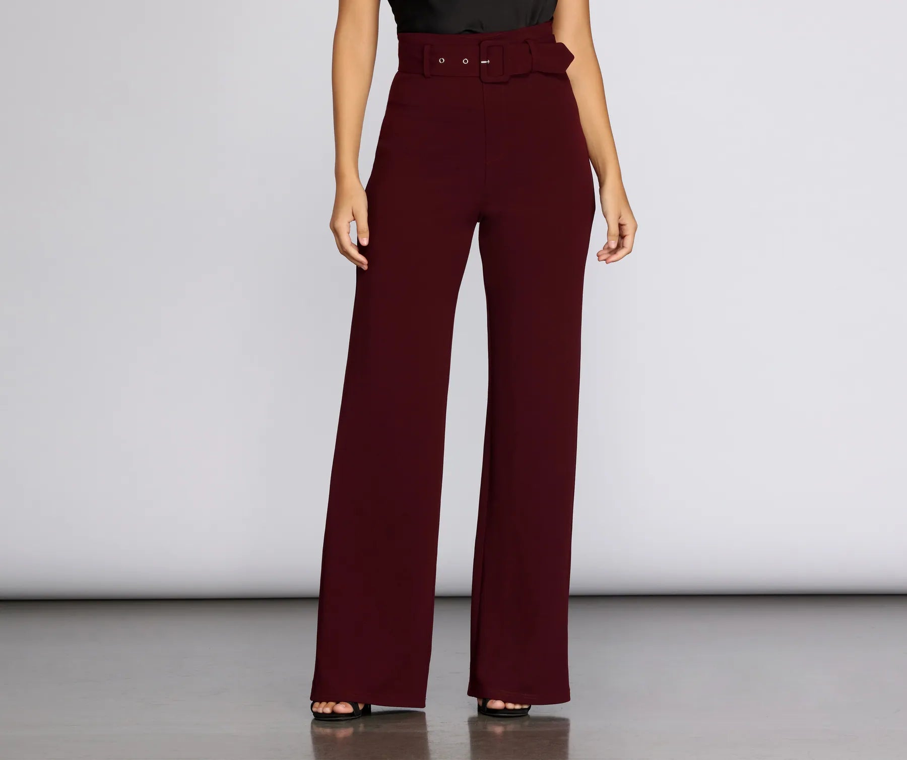 Weekend Specials to Relish High Waist Belted Straight Leg Pants