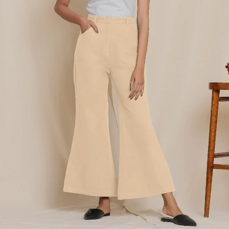 Deal Alert Beige Warm Cotton Flannel High-Rise Bootcut Pant
