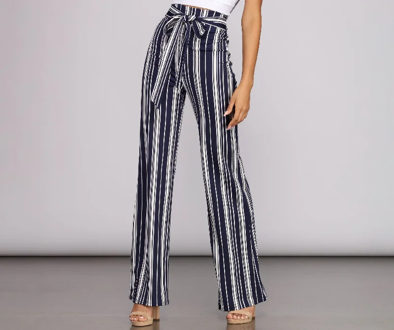 Take Advantage Twisted Stripes High Waist Pants