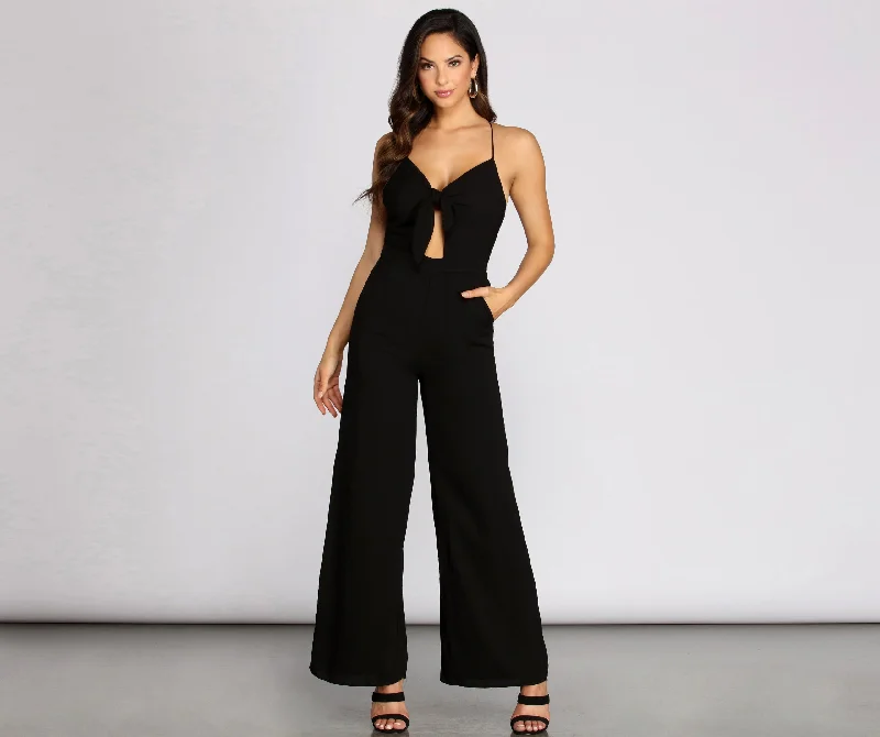 Can't Resist X Marks The Spot Cross Back Keyhole Jumpsuit