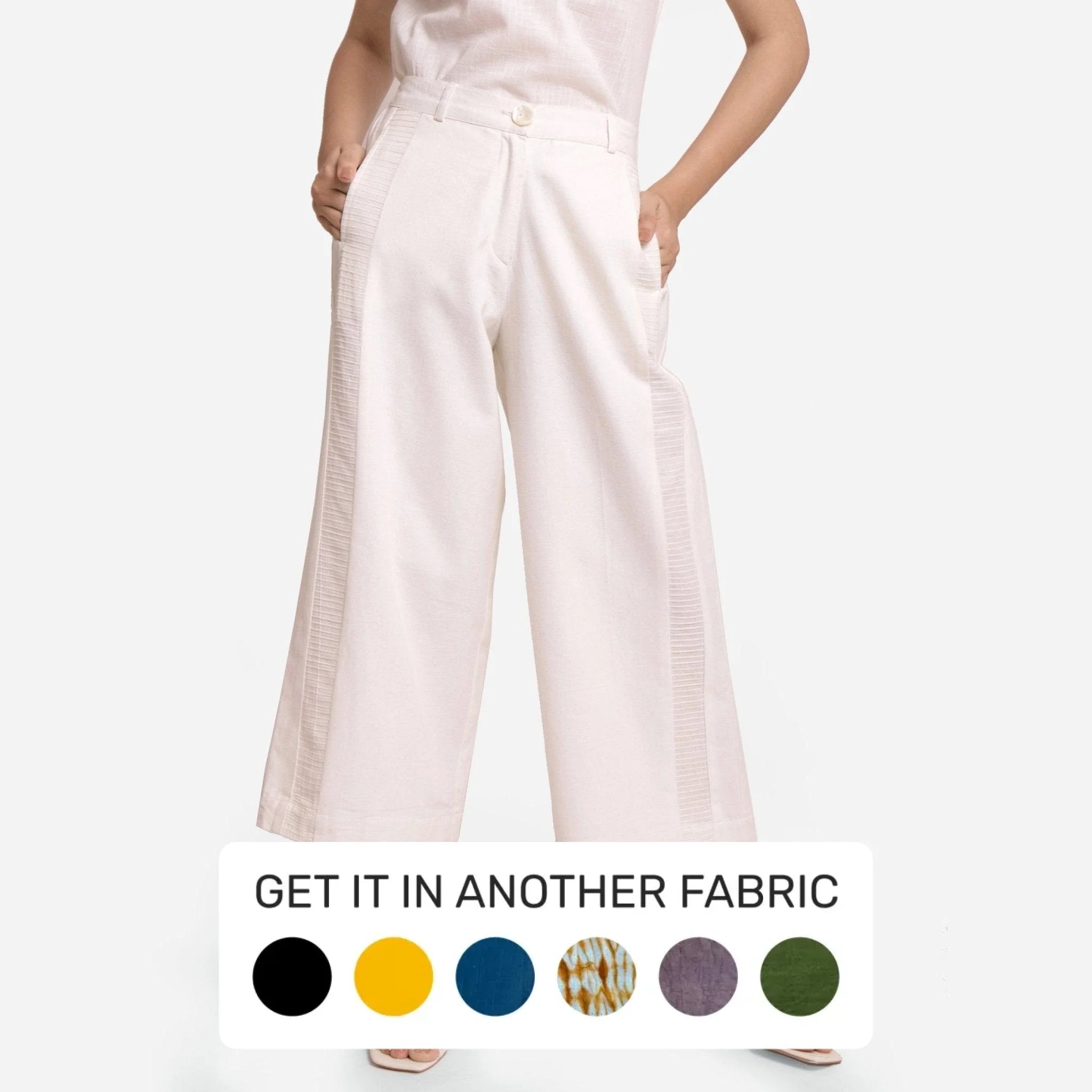 Weekend Deal White Elasticated Mid-Rise Wide Legged Paneled Pant