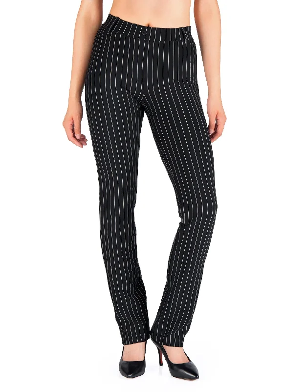 Exclusive Weekend Offers Inside Straight Leg Yoga Dress Pants, Back Pockets (Pinstripe)