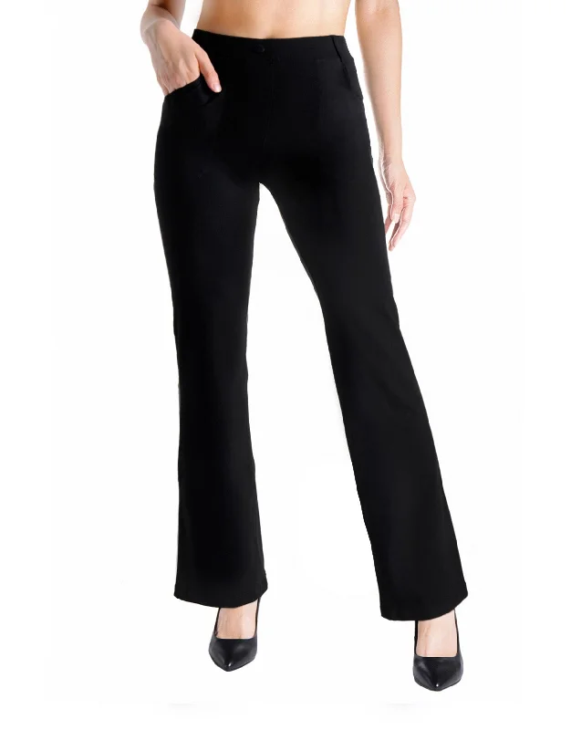 Weekend Deal Flare Yoga Dress Pants, 4 Pockets (Black)