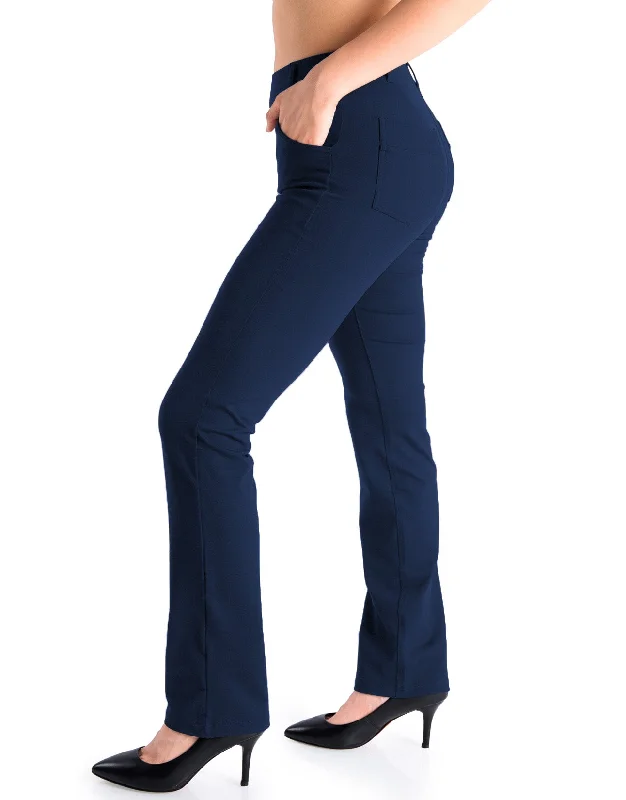 Special Discount Straight Leg Yoga Dress Pants, 4 Pockets (Navy Blue)