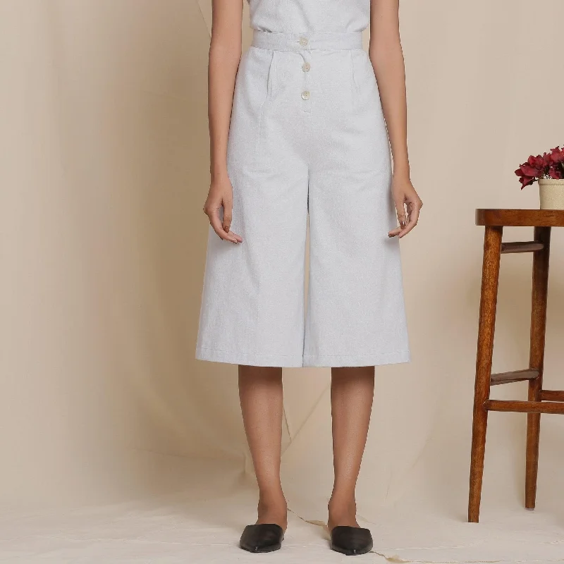 Savings Soar This Weekend Cloudy Grey Warm Cotton Flannel Mid-Rise Culottes
