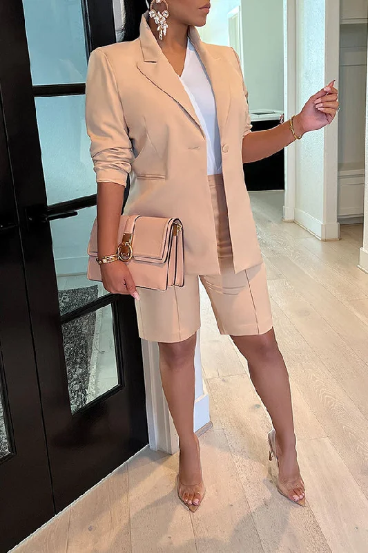 Limited Supply Casual Lapel Blazer & Shorts Set