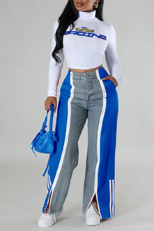 Midnight Sale Vintage Colorblock Split Hem Jeans
