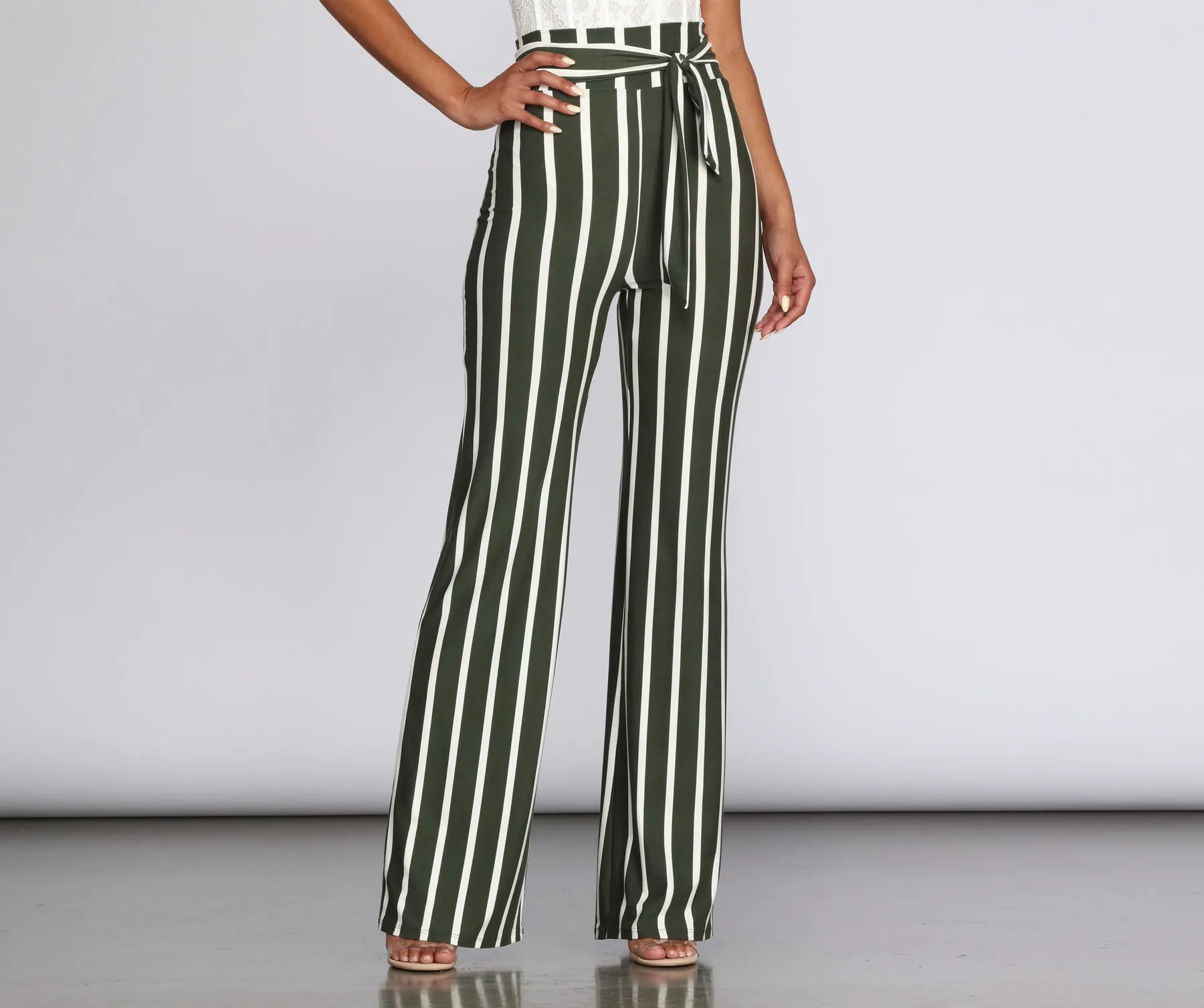 Midnight Madness Chic Striped Tie Waist Pants
