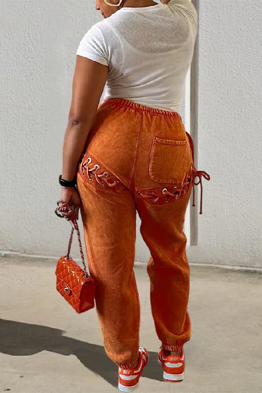 Can't Beat Fashionable Belt Decoration Tapered Trousers