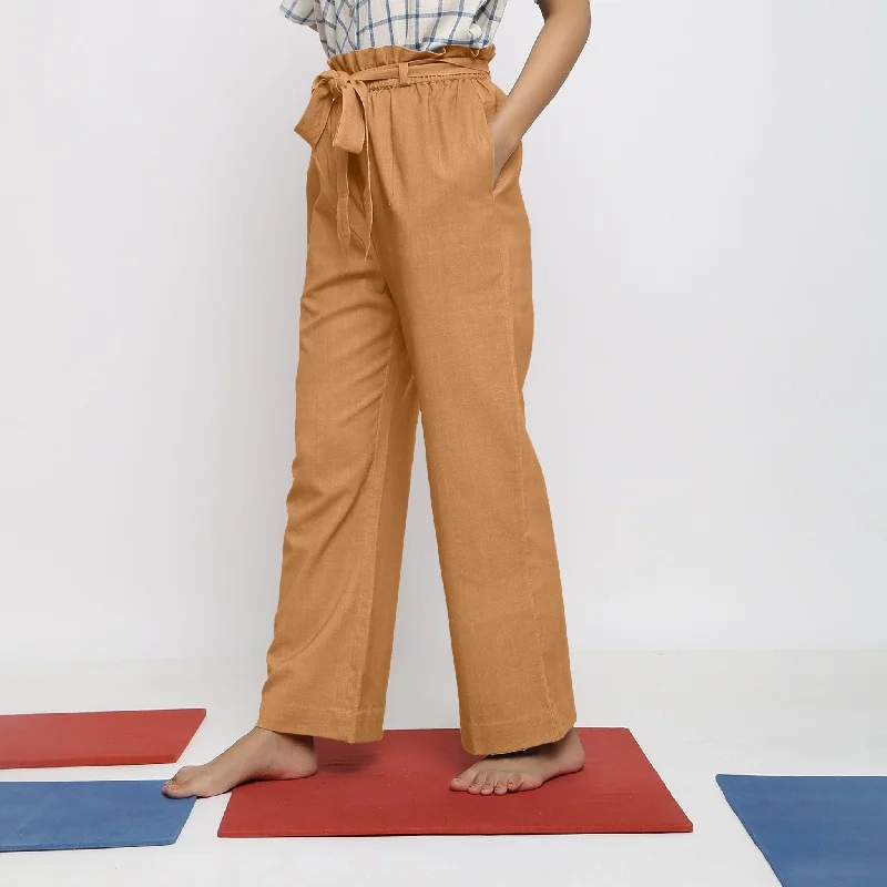 Stock Clearance Orange 100% Cotton Elasticated Paperbag Wide Legged Pant