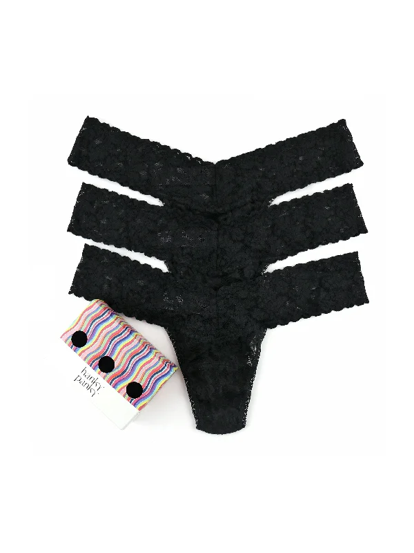 Can't Miss 3 Pack Low Rise Thongs Black