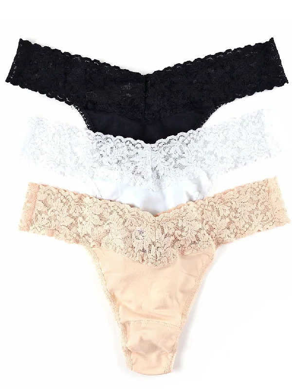 Weekend Specials Just for You 3 Pack SUPIMA® Cotton Original Rise Sexy Thongs with Lace