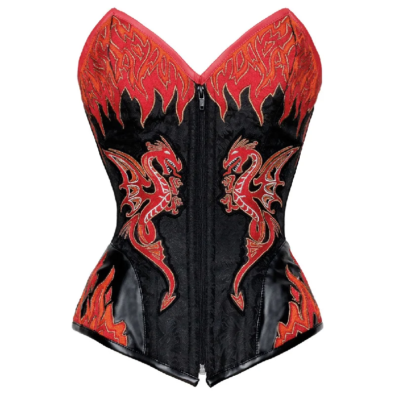 Super Bargain Authentic steel boned Red Dragon Overbust Corset