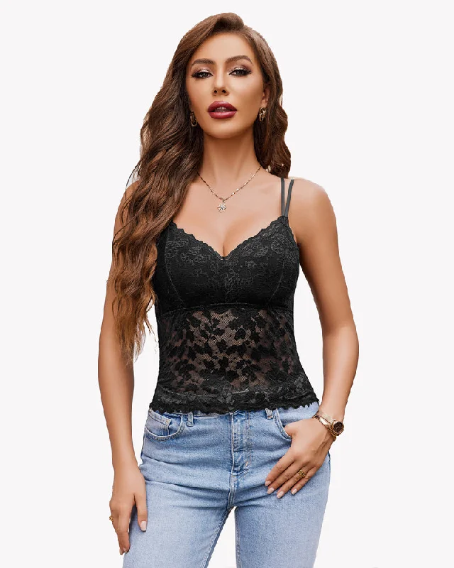 Weekend Bargains to Snag Lace Bralette V Neck Tube Slim Tank Top