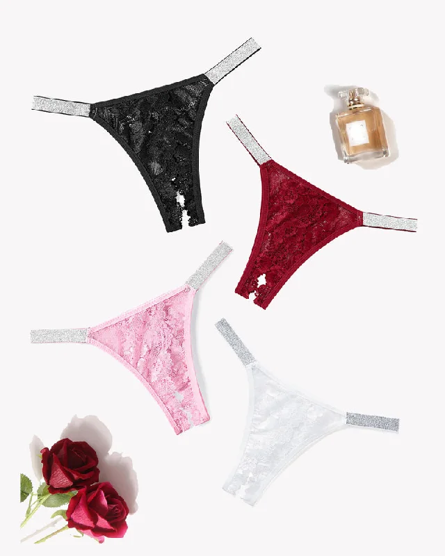 Anniversary Sale Lace Low Rise Panties with Shine Strap
