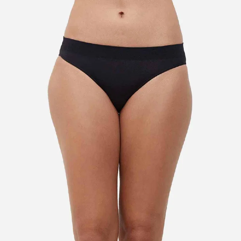 Stock Up B-Smooth Low Waist Medium Coverage Everyday Wear Seamless Bikini Panty - Black