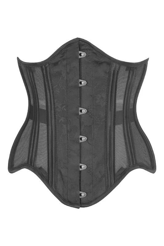 Crazy Deals Black Brocade Underbust Corset with Mesh Panels